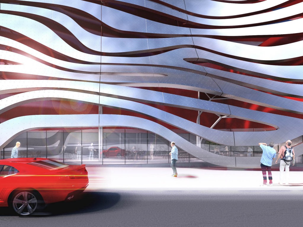 exterior view of the new Petersen Automotive Museum