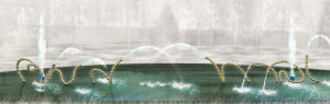 illustration of Jean-Michel Othoniel's fountain sculptures of the Water Theater grove, image © Jean-Michel Othoniel