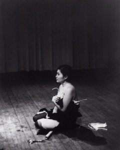 Yoko Ono, Cut Piece, 1964; performed by Yoko Ono in New Works of Yoko Ono, Carnegie Recital Hall, New York, March 21, 1965; photograph © Minoru Niizuma, courtesy of Lenono Photo Archive