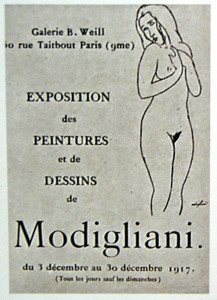 Leaflet for Amedeo Modigliani's only solo exhibition, at Galerie Berthe Weill in Paris in 1917; image © Archives Berthe Weill