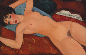 Amedeo Modigliani, Nu Couché, 1917-18; oil on canvas, 23 5/8 x 36 1/4 inches; image via Christie’s Images LTD