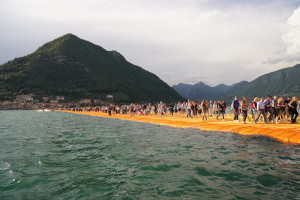 Christo and Jeanne-Claude, The Floating Piers, Lake Iseo, Italy, 2016; photo by Wolfgang Volz, © 2016 Christo