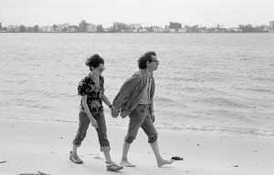 Christo and Jeanne-Claude working on the Surrounded Islands project, Miami, May 1983, photo by Wolfgang Volz