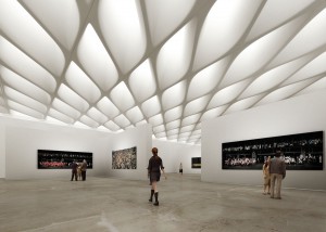 interior gallery rendering of The Broad, image via Diller Scofidio + Renfro