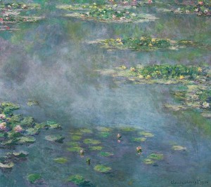 Claude Monet, Nymphéas (Water Lilies), 1906, oil on canvas, 34 3/4 x 39 3/8 inches, image via Sotheby's