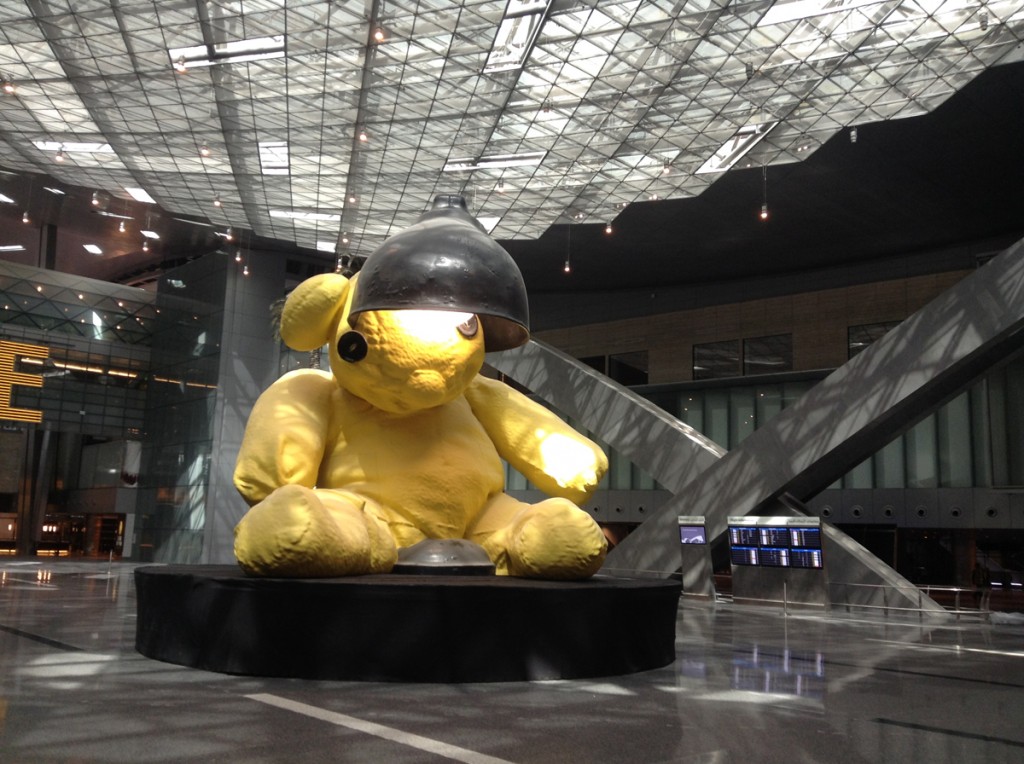 Urs Fischer's Lamp Bear is installed in Qatar’s new $17 billion Hamad International Airport, Image via Qatar Museums Authority