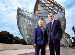 Frank Gehry and Bernard Arnault outside the Foundation Louis Vuitton in Paris