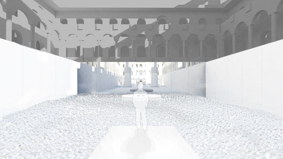 the BEACH at the National Building Museum; installation rendering by Snarkitecture, courtesy of the National Building Museum
