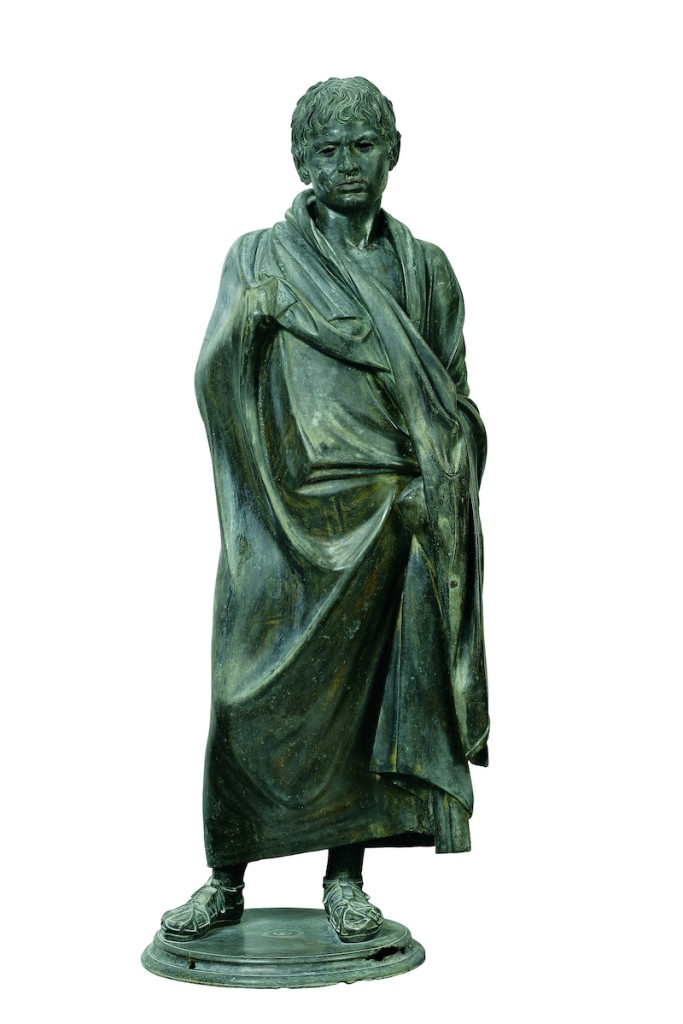 Portrait of a Boy, 100–50 BC, bronze and copper, 140 cm x 57.2 cm x 45.1 cm; head 23 cm, base 4.5 cm; The Hellenic Ministry of Culture, Education and Religious Affairs; The Archaeological Museum of Herakleion; photo courtesy of Palazzo Strozzi