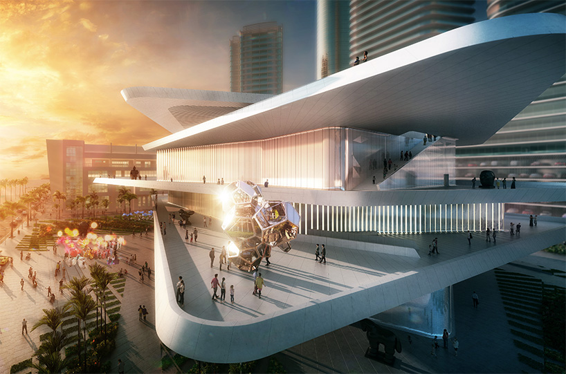 rendering of the proposed Latin American Art Museum in Miami, designed by Fernando Romero and fr-ee; image via fr-ee