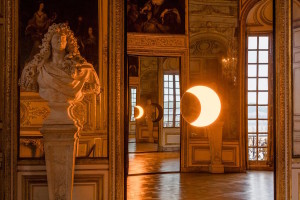 Ólafur Elíasson, Deep Mirror (Yellow) and Deep Mirror (Black), 2016; installation view at the Château de Versailles; photo by ￼￼￼￼￼￼Anders Sune Berg, ￼© Ólafur Elíasson
